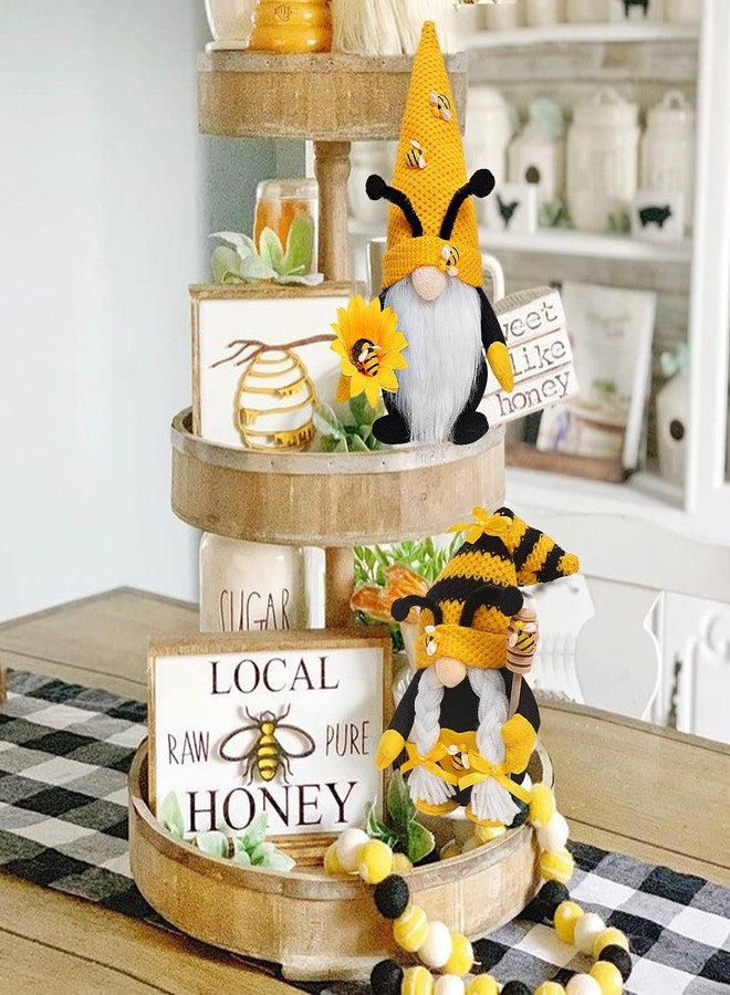 CRCZK Bumble Bee Gnome Plush - Mr and Mrs Honeybee Spring Gnomes Plush Ornaments Tomte Elf World Bee Day Decor, Summer Bee Figurines Table Shelf Tiered Tray Decorations, Gifts for Women - Image 5